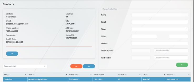 Stranica Contacts